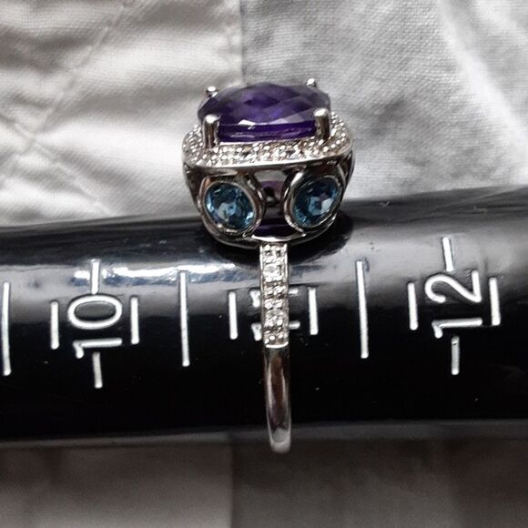 925 Genuine African Amethyst,  Rhodoilte Garnet & Blue Topaz. - Picture 8 of 16